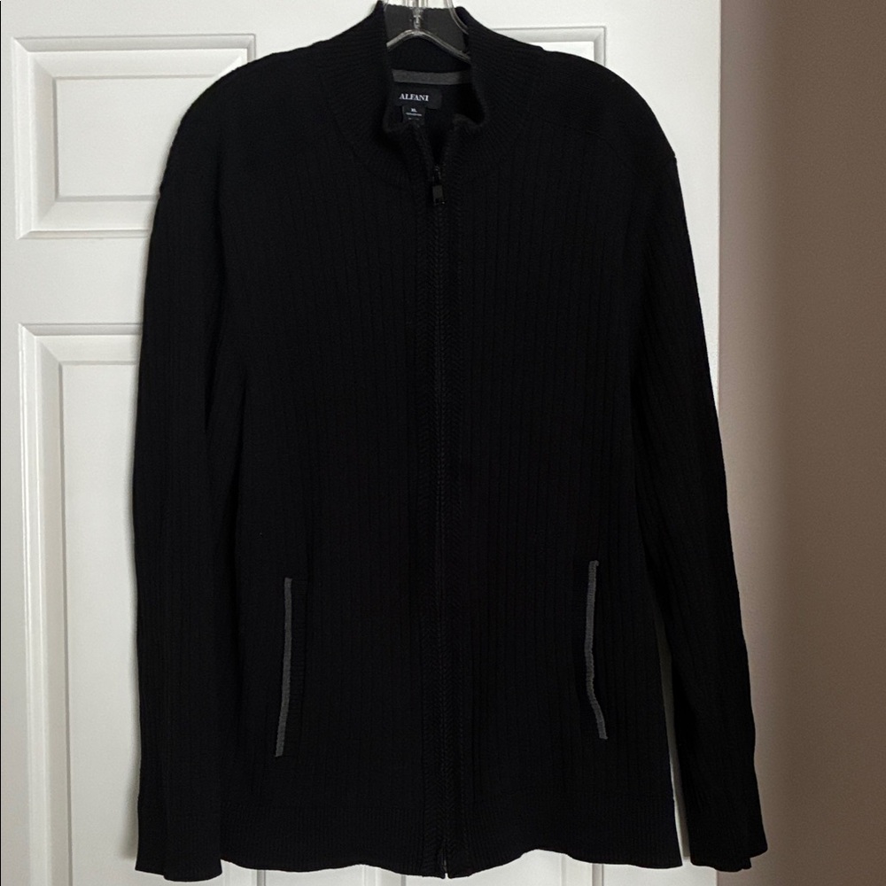 Alfani Men's Zip-Up Black Sweater